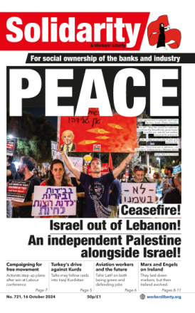 Image of the front cover with headline reading "Peace"