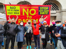 Protesters in Chinatown