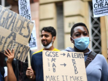 Young people at a protest in 2020 against the way grades were determined