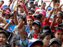 Protesting workers in Myanmar