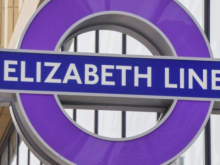 Photo of a purple Elizabeth line roundel