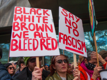 Anti-racist placards