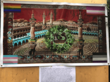 Image with Kaaba and rainbow flag