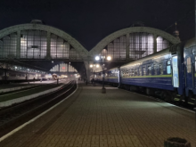 Lviv station at night