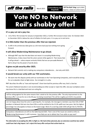 New leaflet: vote no to Network Rail offer!